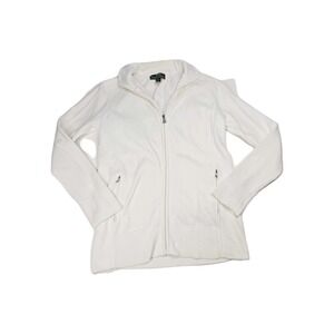 Lauren Ralph Lauren Women White Full Zip Cotton Knit Jacket Size Large